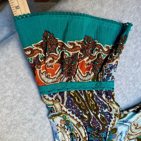 Bila Women Owned Teal Paisley Boho Blouse Size Small NWT - Picture 4 of 12